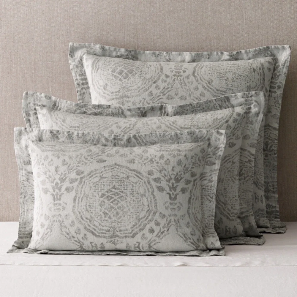 Restoration Hardware Castillo Medallion Linen Standard Pillow Sham Dune Morel